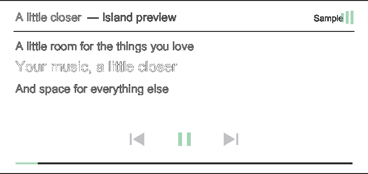 Expanded renderer sample with synced lyrics and playback controls